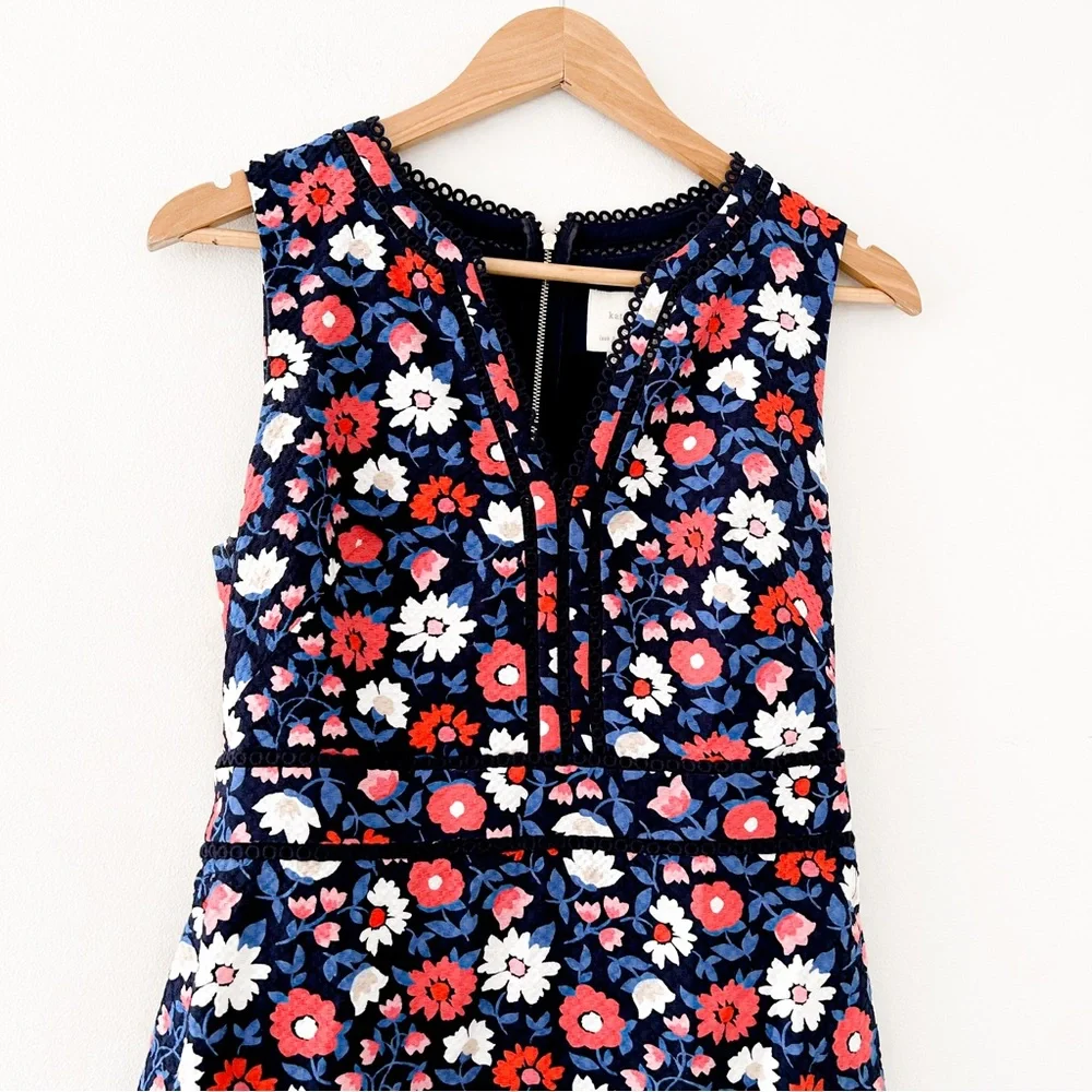 Kate Spade Navy Pink Daisy Jacquard Mini Sheath Dress Size 6
